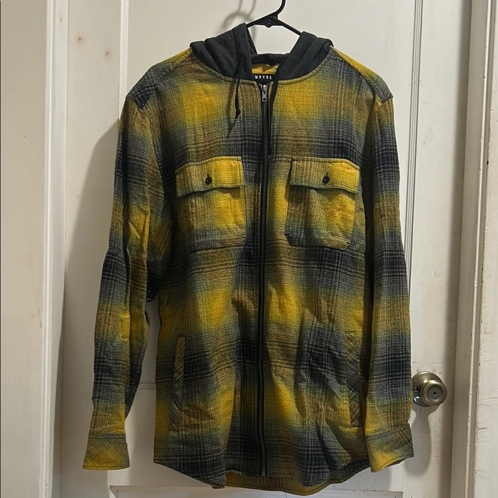 Empyre Yellow and Gray Plaid Hoodie